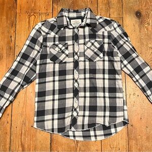 SBS Men’s Large Pearl Snap Monochrome Plaid Shirt